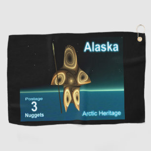Fractal Inuit Hunter - Alaska Postage Golf Towel