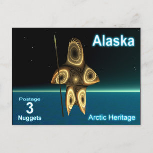 Fractal Inuit Hunter - Alaska Postage Postcard