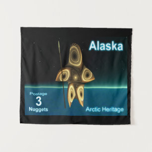 Fractal Inuit Hunter - Alaska Postage Tapestry