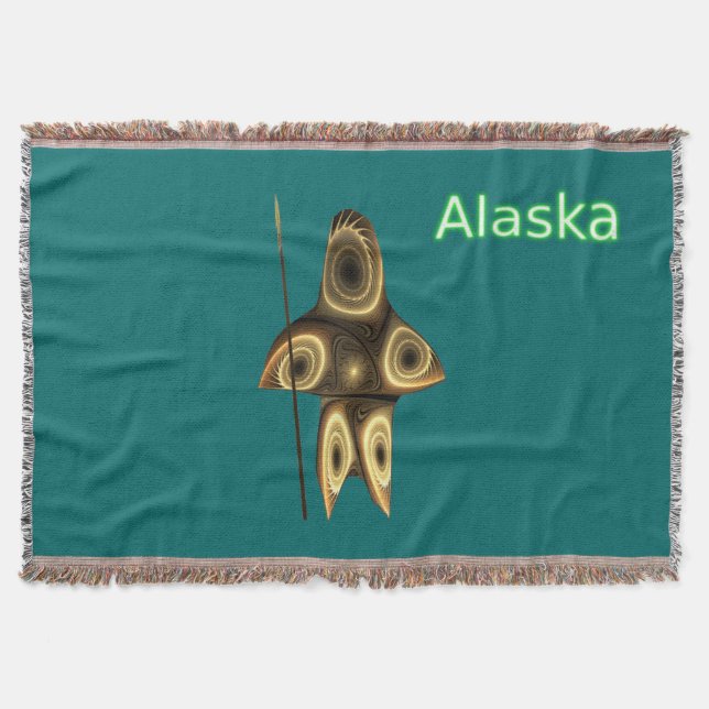 Fractal Inuit Hunter - Alaska Throw Blanket (Front)