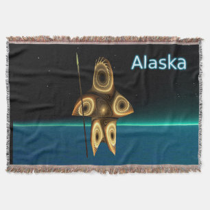 Fractal Inuit Hunter - Alaska Throw Blanket