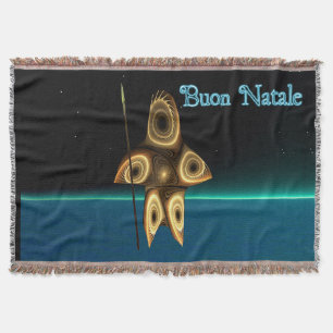 Fractal Inuit Hunter - Buon Natale Throw Blanket