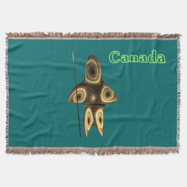 Fractal Inuit Hunter - Canada Throw Blanket (Front)