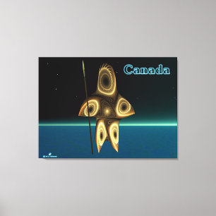 Fractal Inuit Hunter Canvas Print