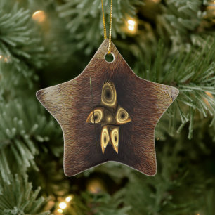Fractal Inuit Hunter Ceramic Tree Decoration