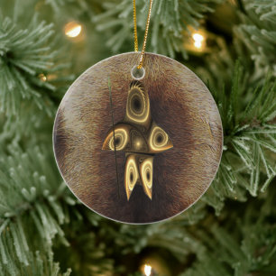 Fractal Inuit Hunter Ceramic Tree Decoration