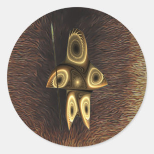 Fractal Inuit Hunter Classic Round Sticker