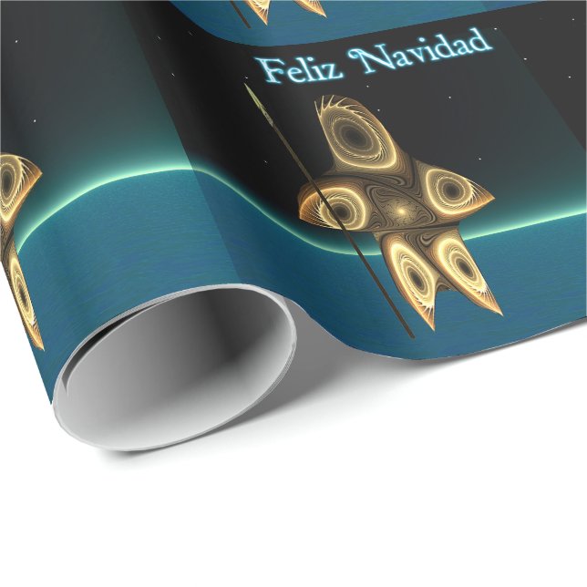 Fractal Inuit Hunter - Feliz Navidad Wrapping Paper (Roll Corner)