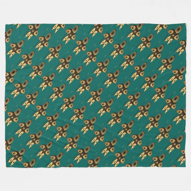 Fractal Inuit Hunter Fleece Blanket (Front (Horizontal))