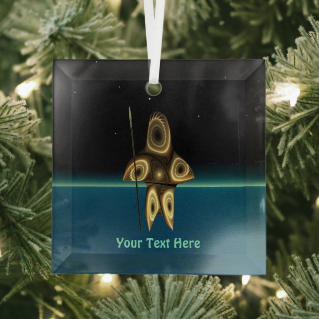 Fractal Inuit Hunter Glass Tree Decoration (Insitu)