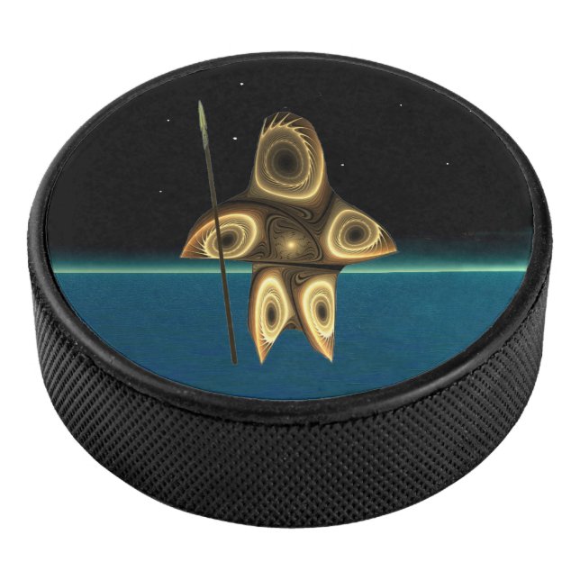 Fractal Inuit Hunter Hockey Puck (3/4)