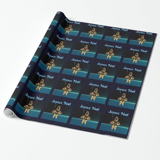 Fractal Inuit Hunter - Joyeux Noёl Wrapping Paper (Unrolled)