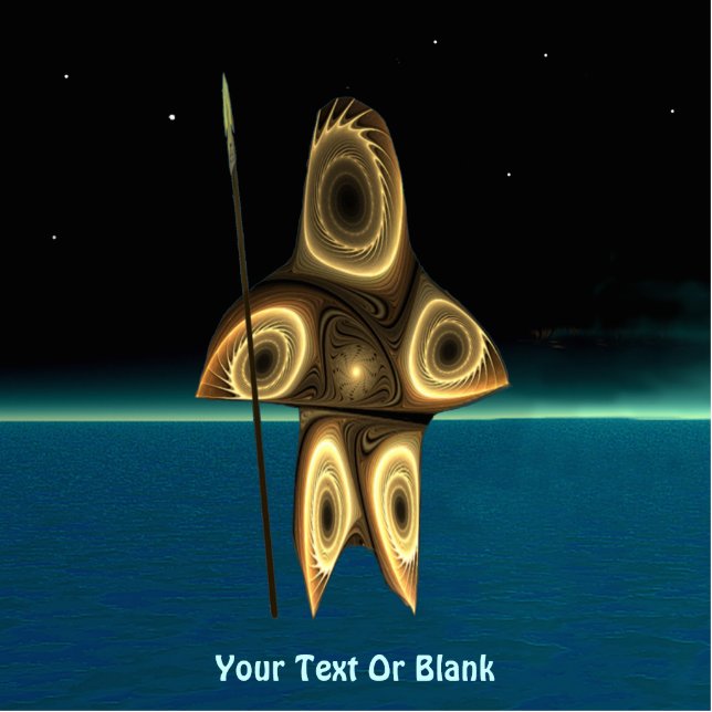 Fractal Inuit Hunter Photo Sculpture Magnet (Front)