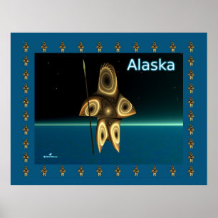 Fractal Inuit Hunter Poster