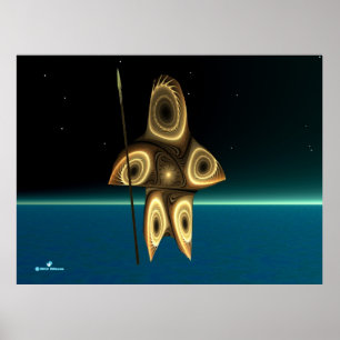 Fractal Inuit Hunter Poster