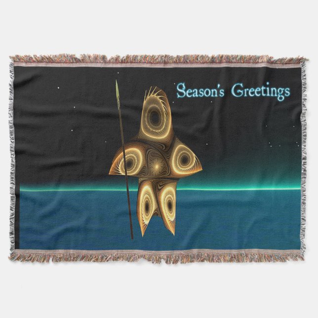 Fractal Inuit Hunter - Season's Greetings Throw Blanket (Front)