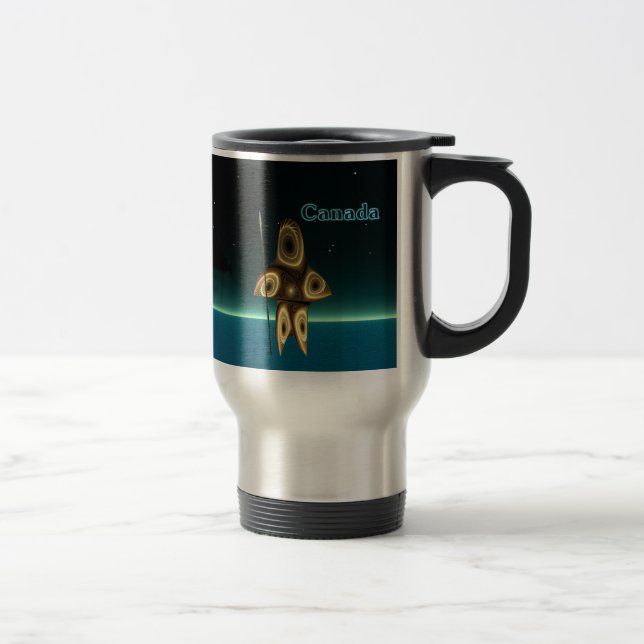 Fractal Inuit Hunter Travel Mug (Right)