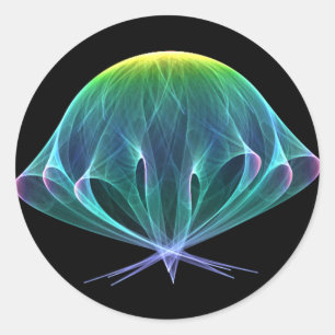 Fractal Jellyfish Classic Round Sticker