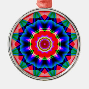 Fractal Kaleidoscope 02 Metal Tree Decoration