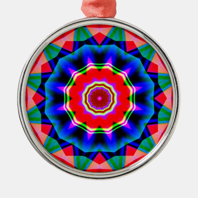 Fractal Kaleidoscope 02 Metal Tree Decoration (Front)
