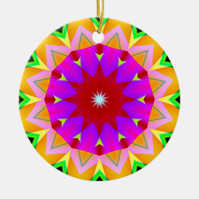 Fractal Kaleidoscope 04 Ceramic Tree Decoration (Front)