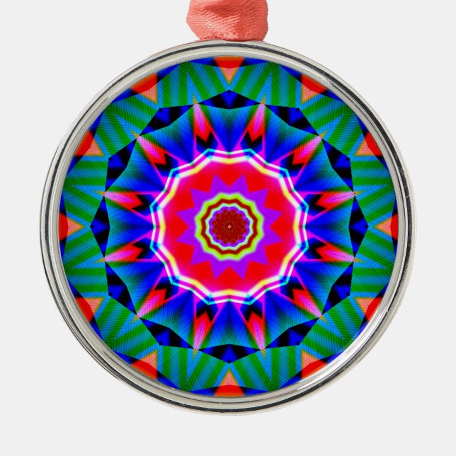 Fractal Kaleidoscope 05 Metal Tree Decoration (Front)