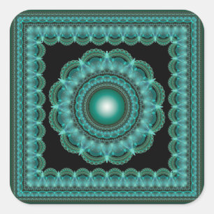 Fractal kaleidoscope glossy pattern square sticker