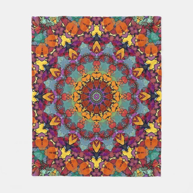 Fractal Kaleidoscope Mandala Pattern-64351 Fleece Blanket (Front)