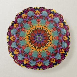 Fractal Kaleidoscope Mandala Pattern-64351 Round Cushion