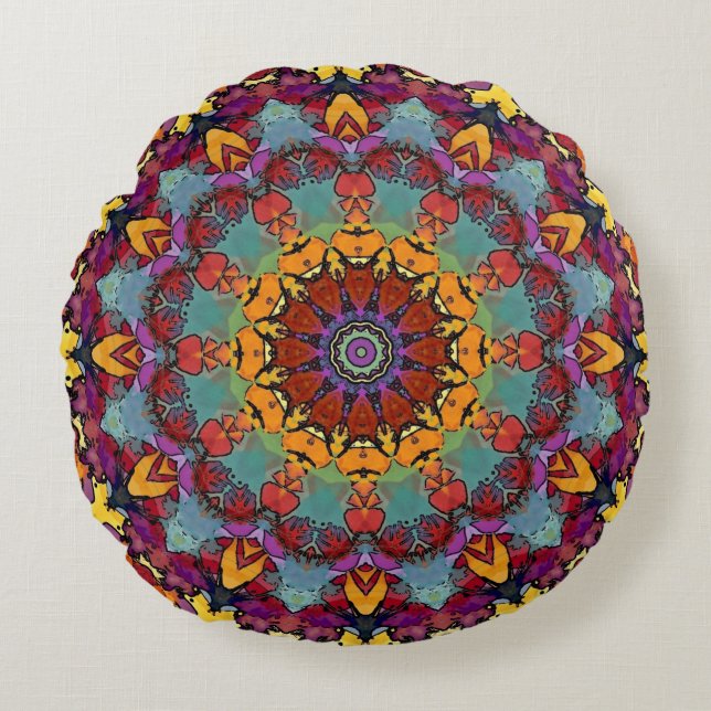 Fractal Kaleidoscope Mandala Pattern-64351 Round Cushion (Front)