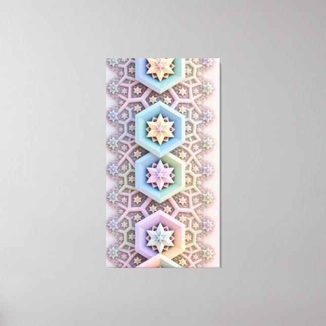 Fractal Kaleidoscope Movement in Soft Gradient Canvas Print (Front)