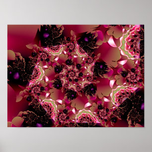 Fractal Lace Lattice Abstract Magenta Pattern Poster