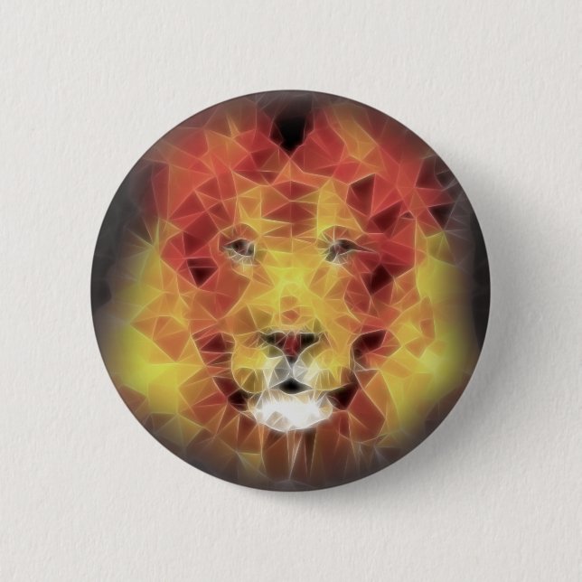 Fractal lion 6 cm round badge (Front)