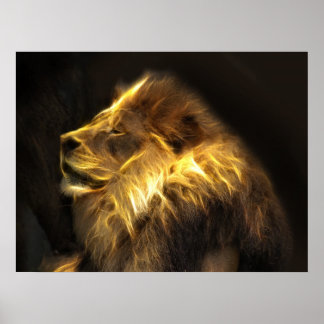 Fractal lion poster