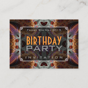 Fractal Love Hearts Birthday Mini Invitations