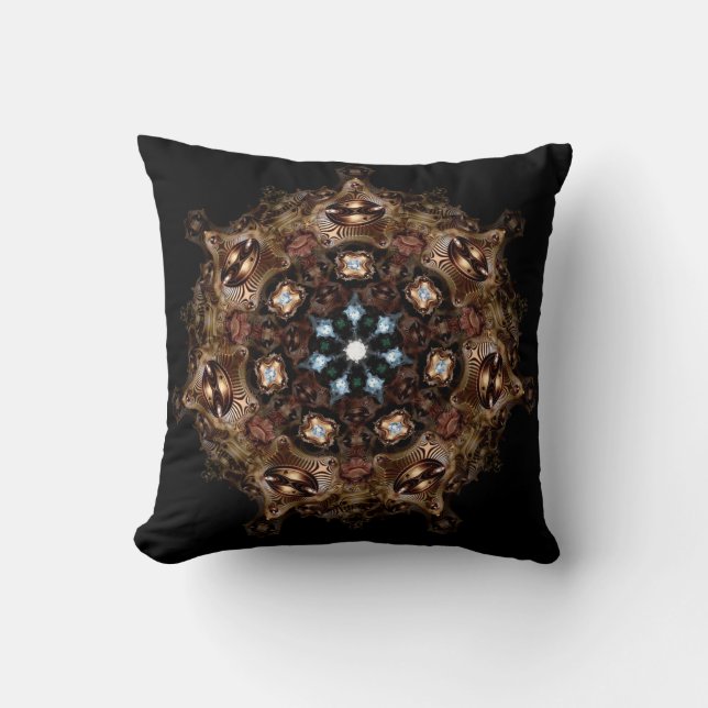 Fractal Machine ElvesAlien Mandala Psychedelic Art Cushion (Front)