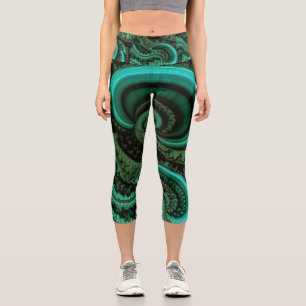 Fractal Malachite1 Capri Leggings