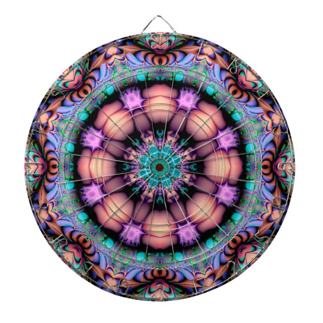 Fractal Mandala Floral Psychedelic Dartboard (Front)