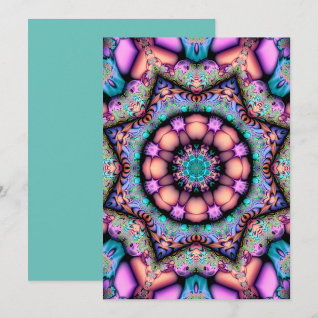 Fractal Mandala Floral Psychedelic Invitation (Front/Back)