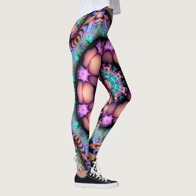 Fractal Mandala Floral Psychedelic Leggings (Right)