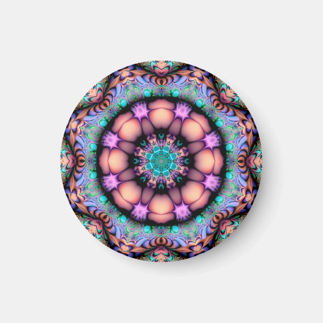Fractal Mandala Floral Psychedelic Magnet (Front)