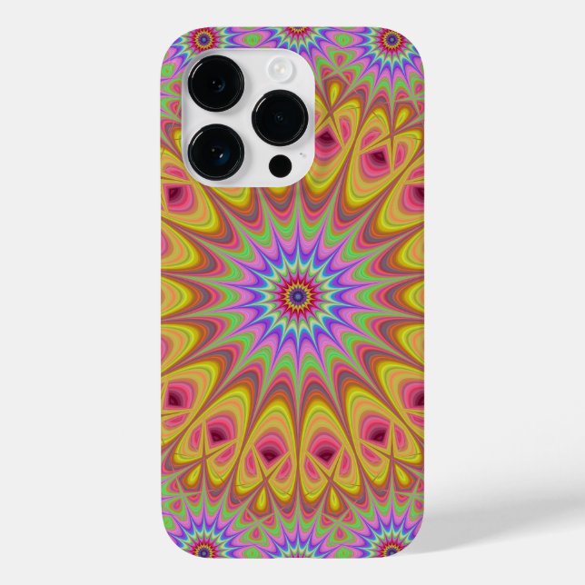 Fractal Mandala Floral Psychedelic Retro Case-Mate iPhone Case (Back)