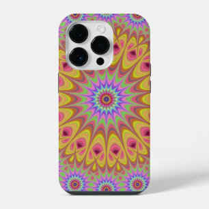 Fractal Mandala Floral Psychedelic Retro iPhone 14 Pro Case