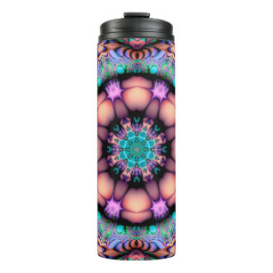 Fractal Mandala Floral Psychedelic Thermal Tumbler