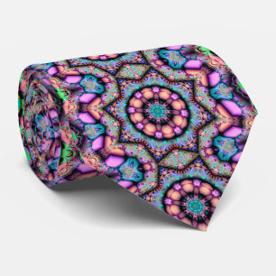 Fractal Mandala Floral Psychedelic Tie
