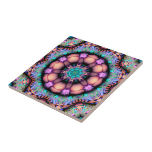 Fractal Mandala Floral Psychedelic Tile