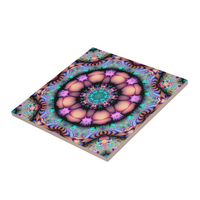 Fractal Mandala Floral Psychedelic Tile (Side)