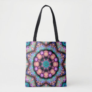 Fractal Mandala Floral Psychedelic Tote Bag