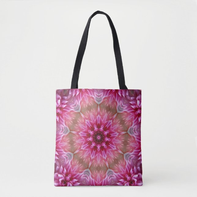 Fractal Mandala Floral Psychedelic Tote Bag (Front)
