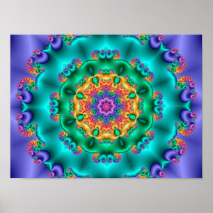 Fractal Mandala Kaleidoscope Abstract Poster